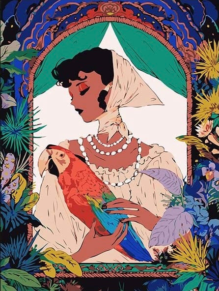 Paint by Numbers Kit Woman And Parrot