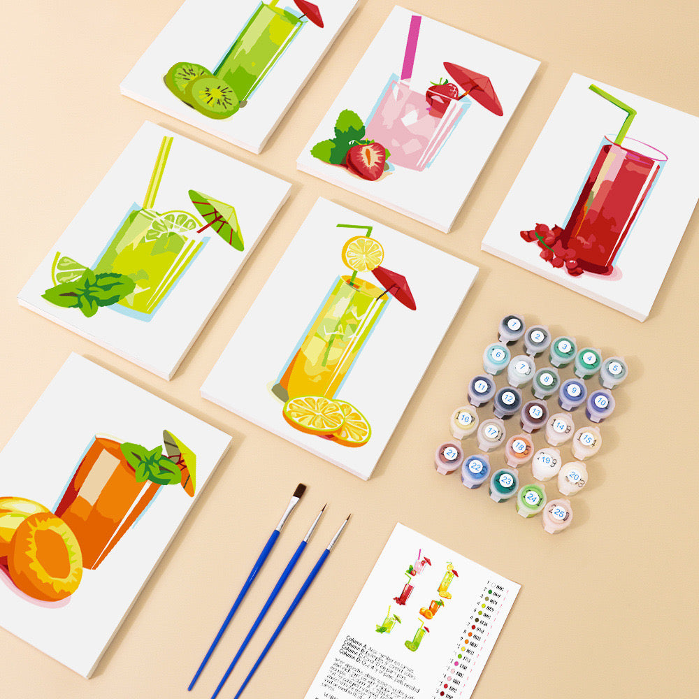 Paint by Numbers - 6 Mini Paintings | Cocktail Set