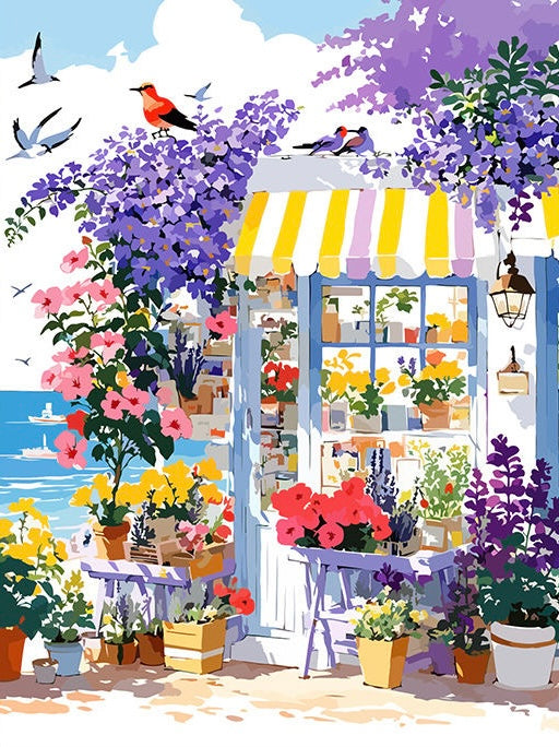 Paint by Numbers Kit Seaside Flower Shop