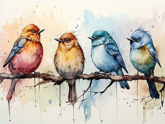 Paint by Numbers Kit 4 Little Birds