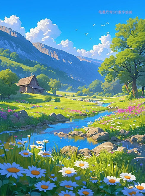 Paint by Numbers Kit Grassland Scenery