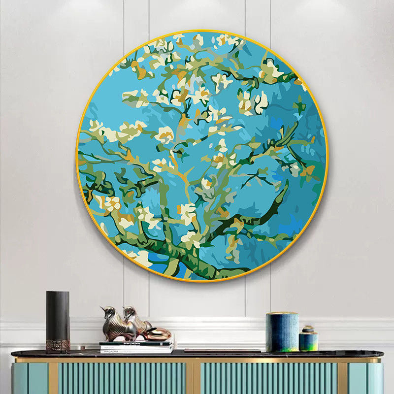 Paint by Numbers Kit Flowers Circular Frame Painting White Flowers