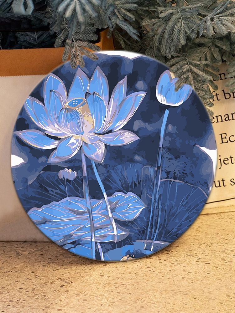 Paint by Numbers Kit Flowers Circular Frame Painting Blue Lotus
