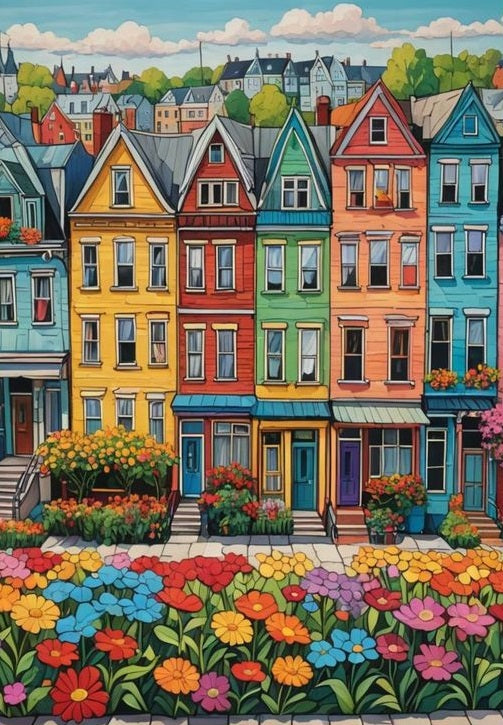 Paint by Numbers Kit Colorful Town