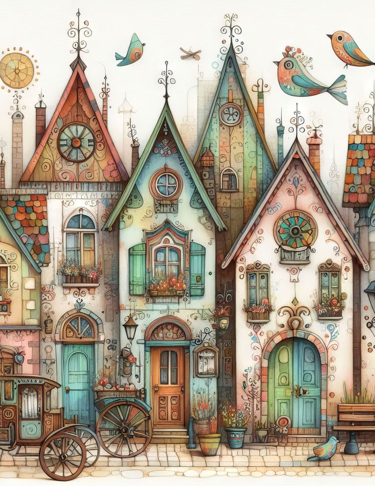 Paint by Numbers Kit Fantasy Town