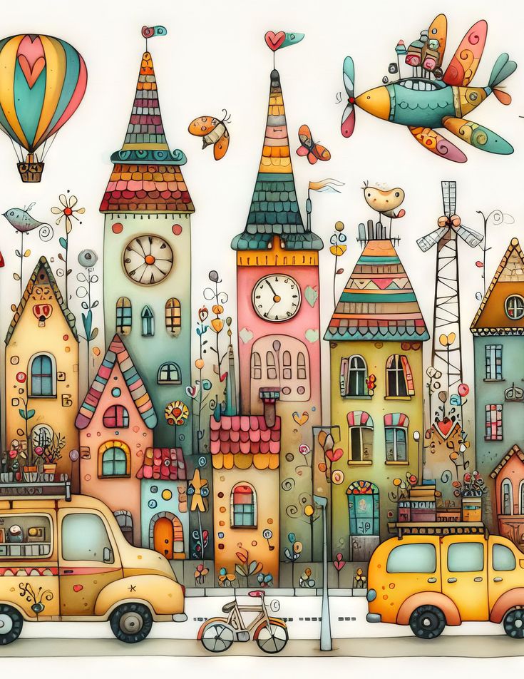 Paint by Numbers Kit Fantasy Town