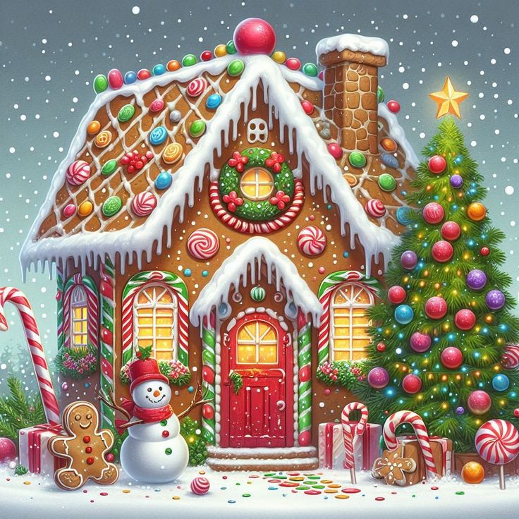 Paint by Numbers Kit Christmas Cottage