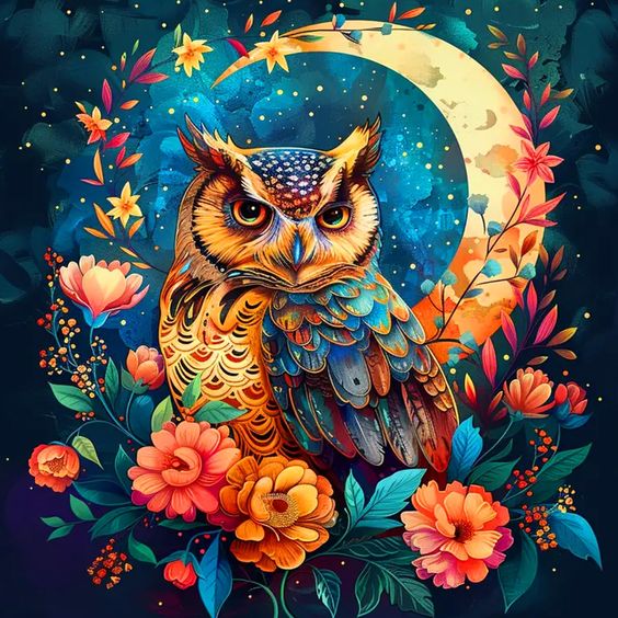 Paint by Numbers Kit Owl On The Moon