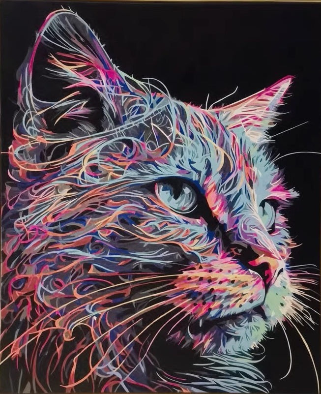 Paint by Numbers Kit Abstract Colorful Cat