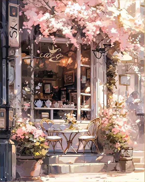 Paint by Numbers Kit Spring Coffee Shop