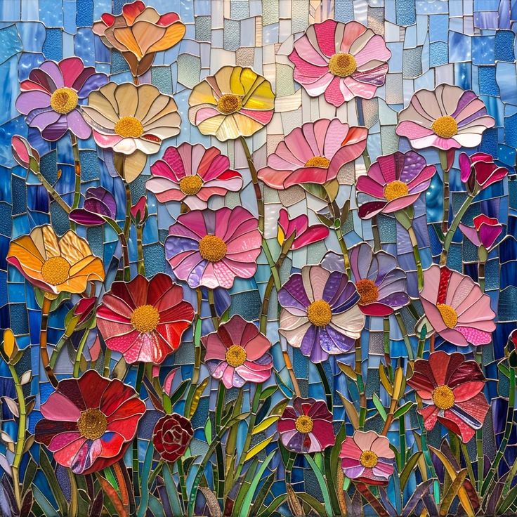 Paint by Numbers Kit Stained Glass Style Flowers