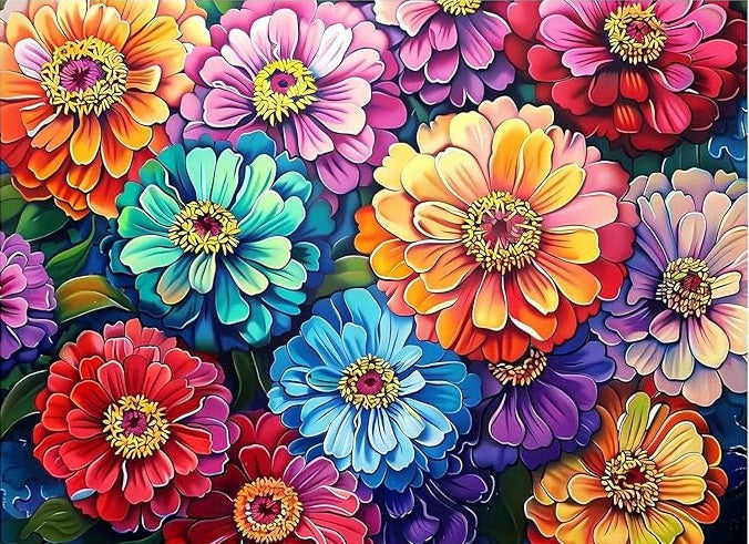 Paint by Numbers Kit Colored Flowers