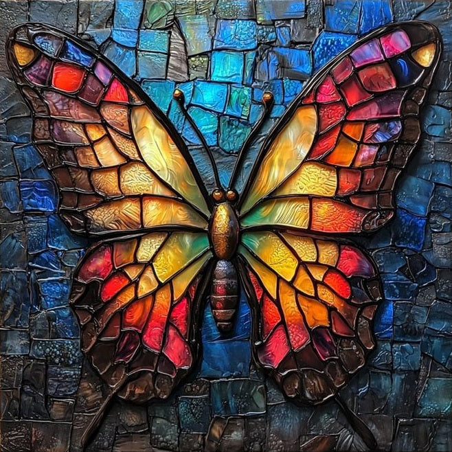 Paint by Numbers Kit Stained Glass Style Butterfly