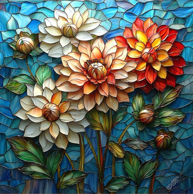 Paint by Numbers Kit Stained Glass Style Flowers