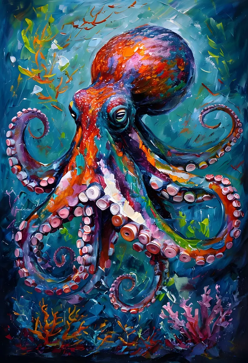Paint by Numbers Kit Abstract Colorful Octopus