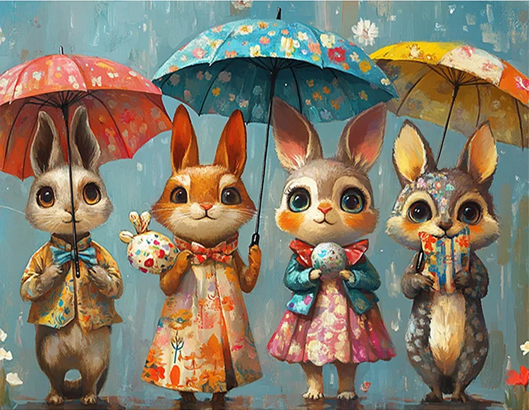Paint by Numbers Kit Cute Rabbits