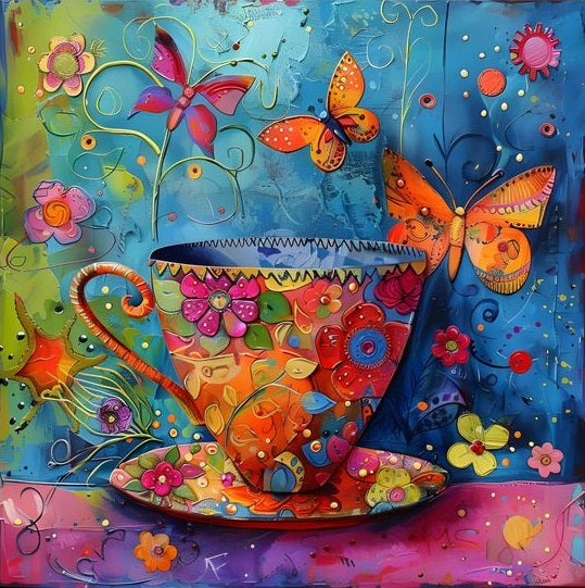 Paint by Numbers Kit Abstract Colorful Coffee Cup