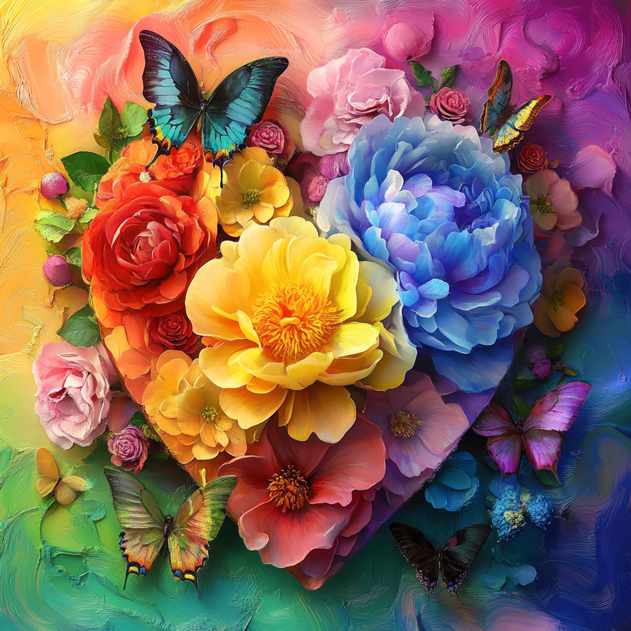 Paint by Numbers Kit Abstract Flowers And Butterflies