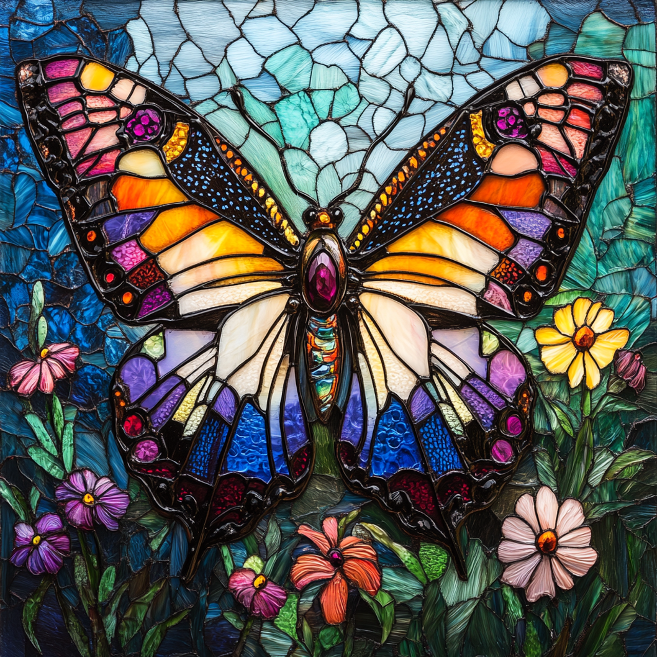 Paint by Numbers Kit Stained Glass Style Butterfly