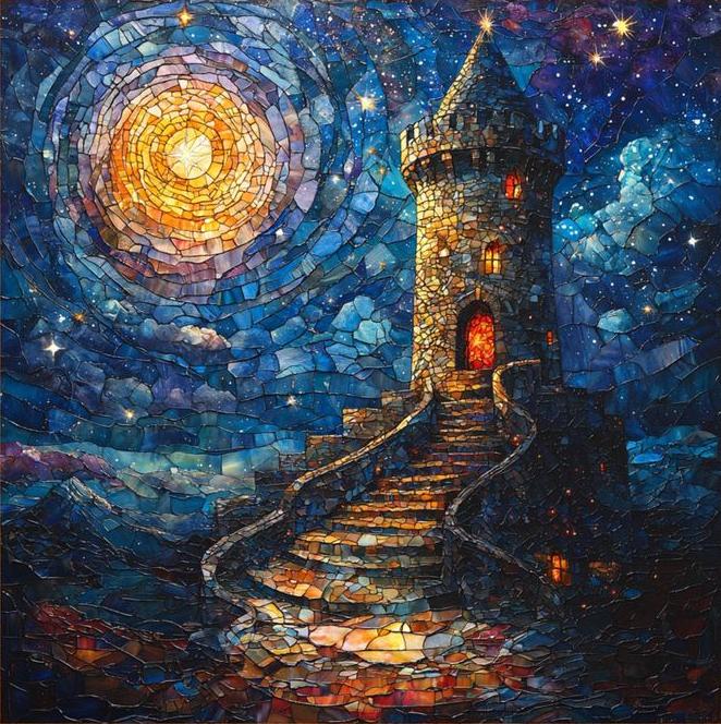 Paint by Numbers Kit Abstract Starry Lighthouse