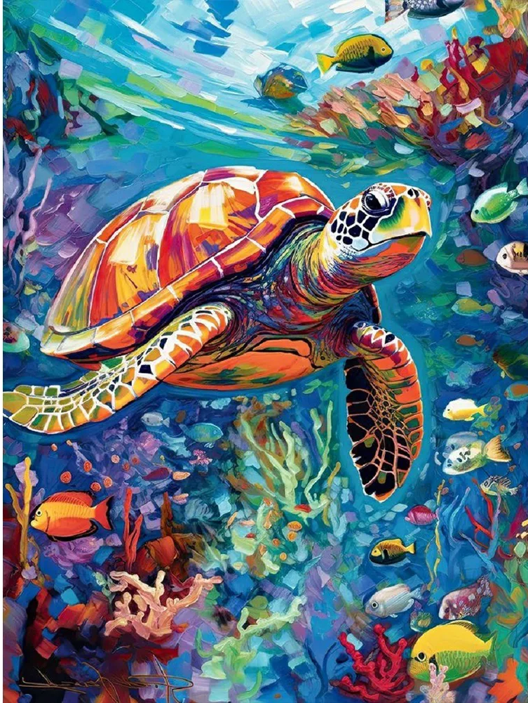 Paint by Numbers Kit Abstract Colorful Turtle
