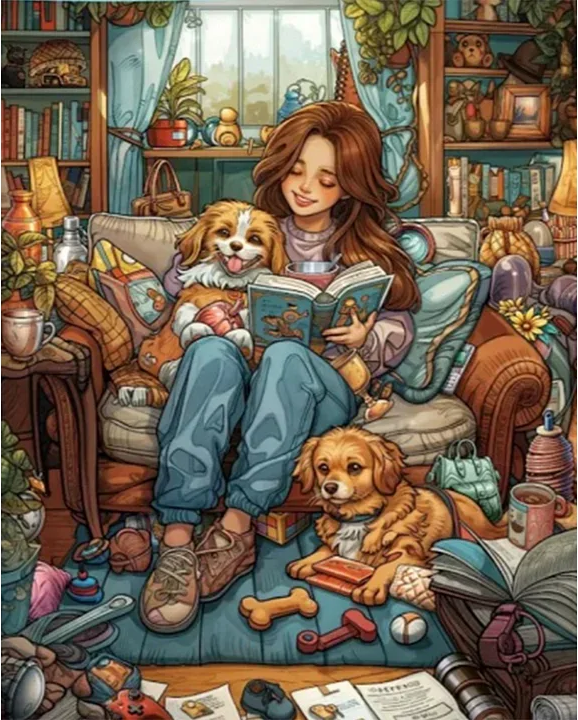 Paint by Numbers Kit Girls And Puppies