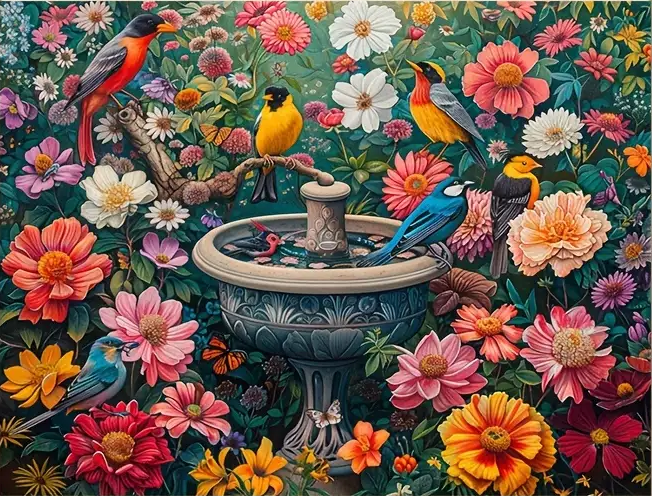 Paint by Numbers Kit Birds In The Garden