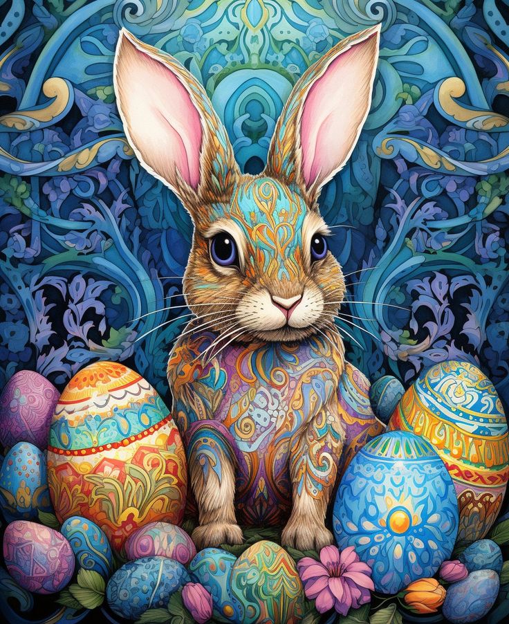 Paint by Numbers Kit Bunny And Easter Eggs