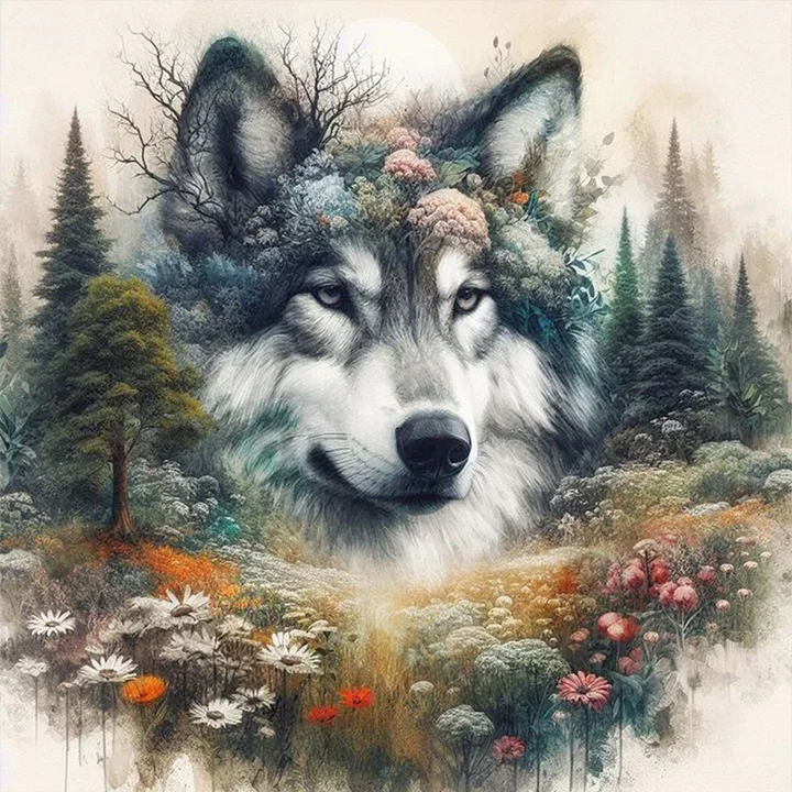 Paint by Numbers Kit Abstract Wolf