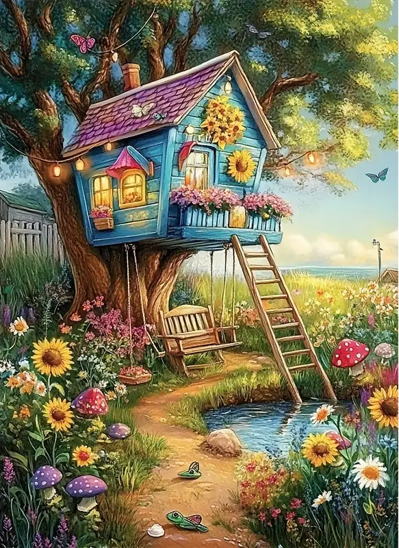 Paint by Numbers Kit Abstract Tree House