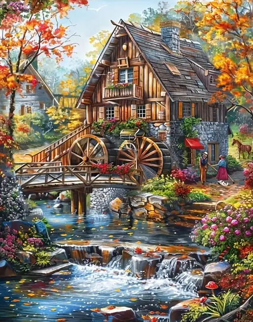 Paint by Numbers Kit Cabin In The Forest