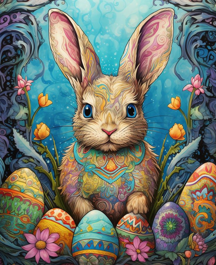 Paint by Numbers Kit Bunny And Easter Eggs