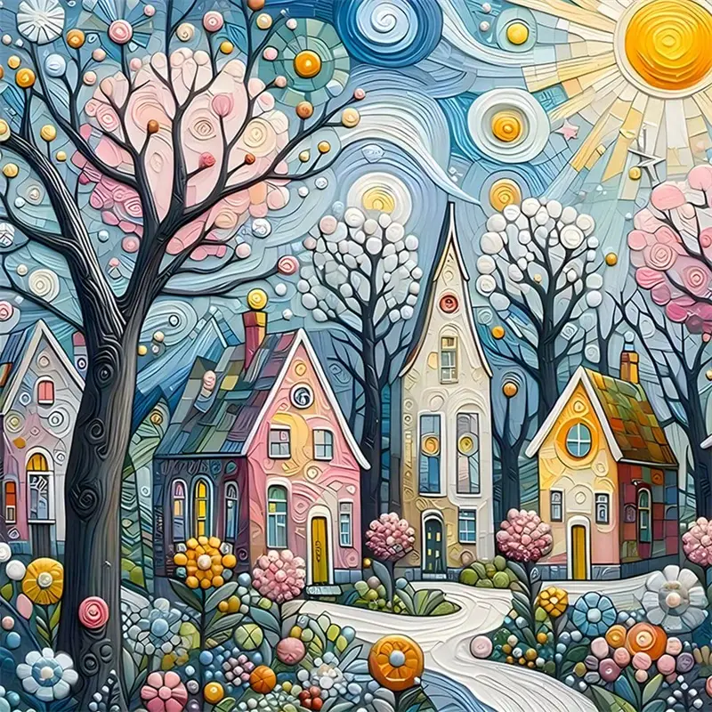 Paint by Numbers Kit Abstract Fantasy Town