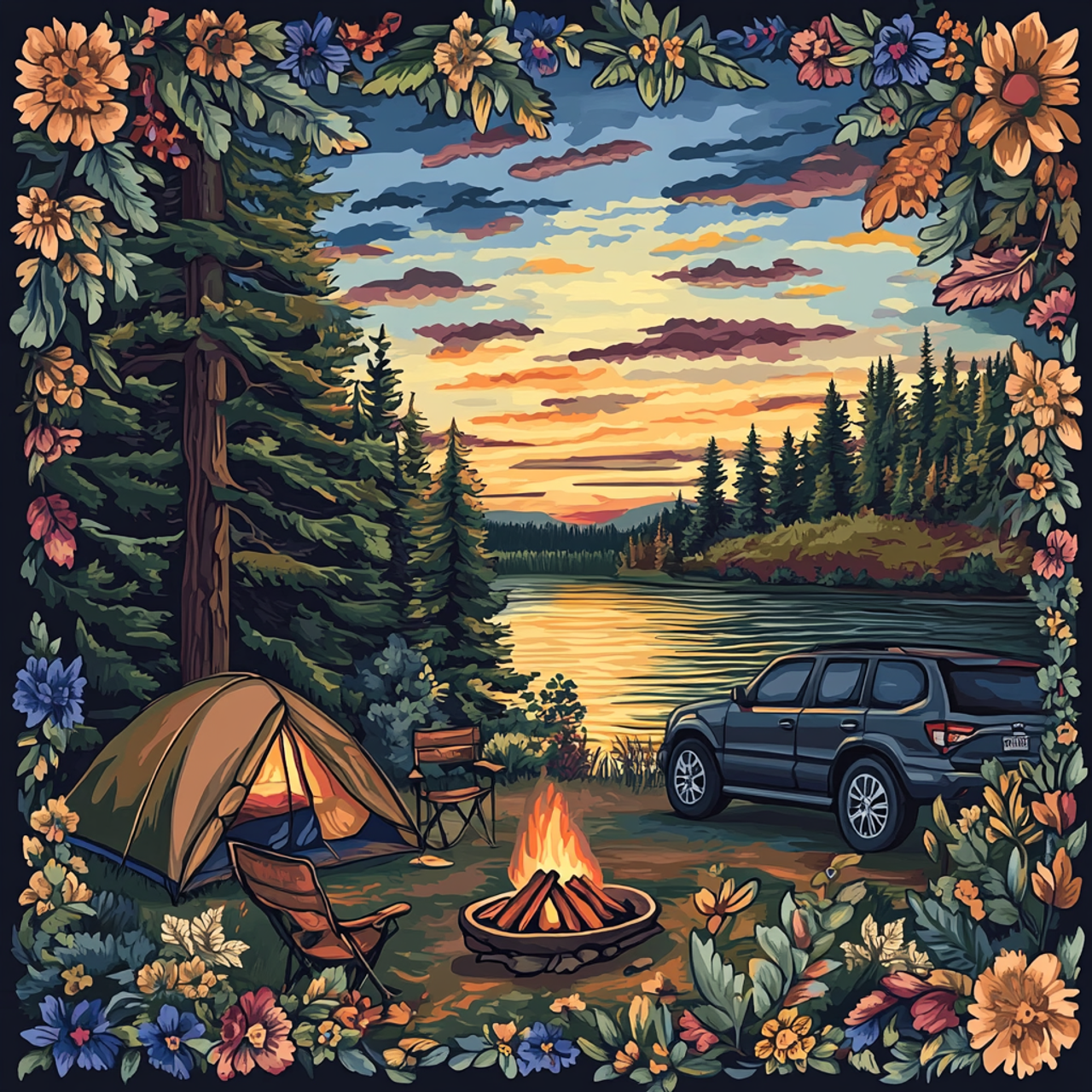 Paint by Numbers Kit Camping Life