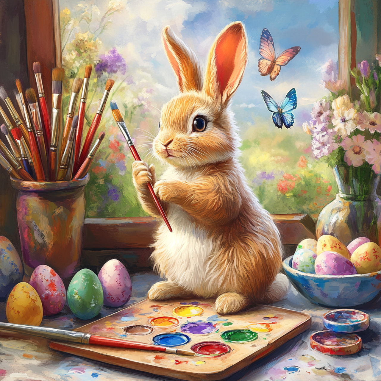 Paint by Numbers Kit Bunny and Easter eggs