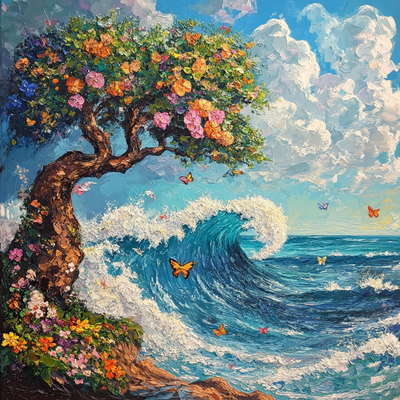 Paint by Numbers Kit Sea Waves And Tree