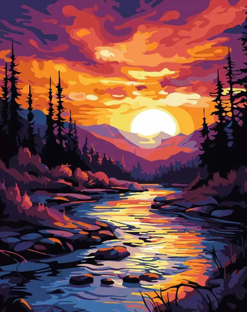 Paint by Numbers Kit Riverside Forest