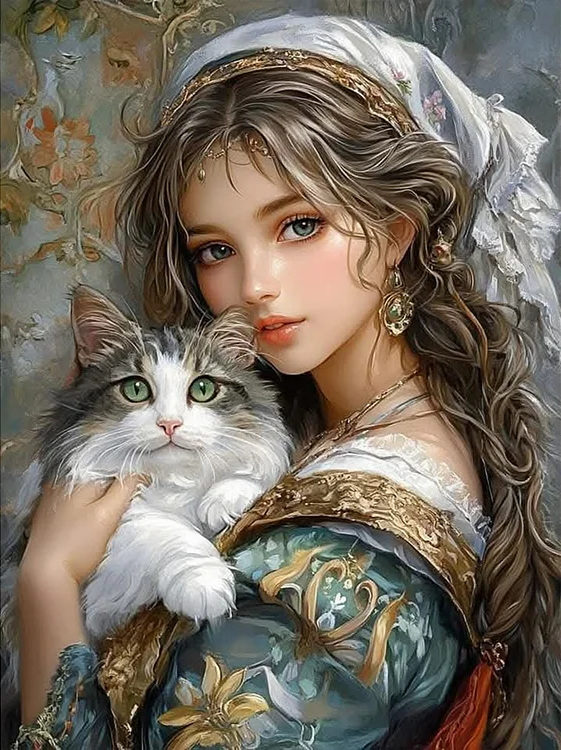 Paint by Numbers Kit Girl And Cat