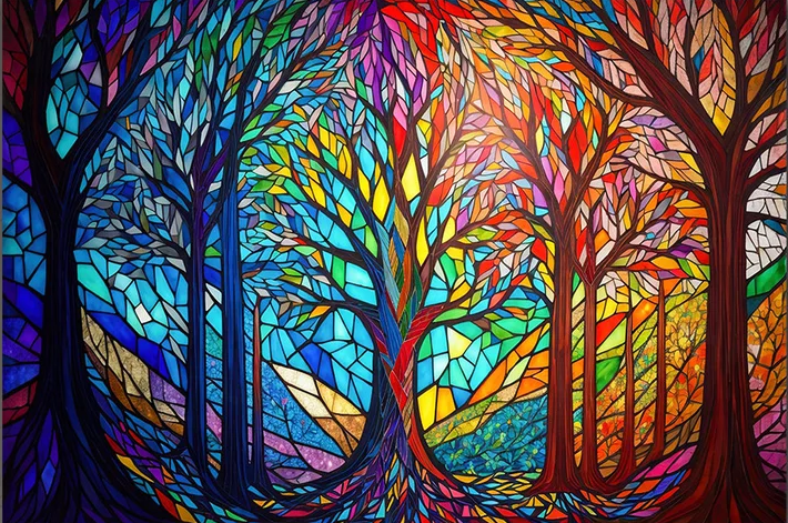 Paint by Numbers Kit Abstract Colorful Tree