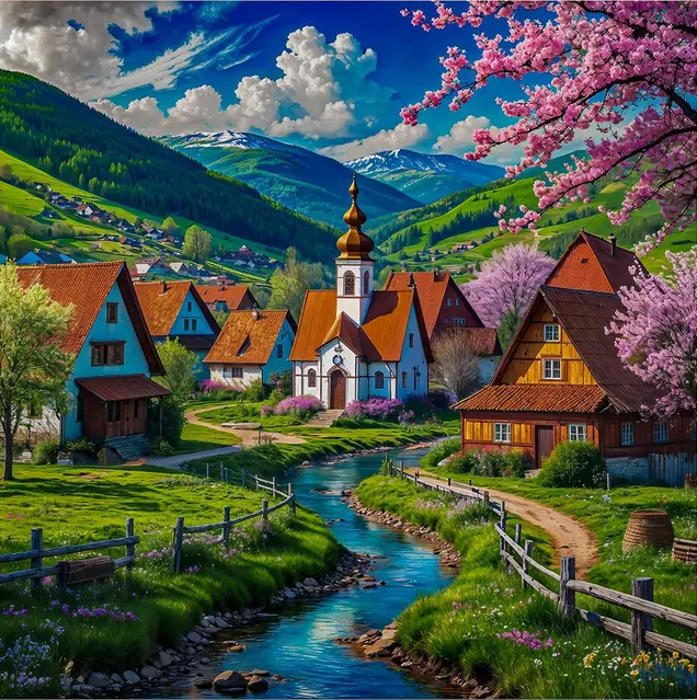 Paint by Numbers Kit Beautiful Town