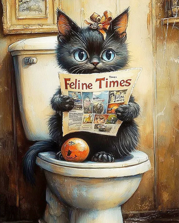 Paint by Numbers Kit Cat Reading Newspaper