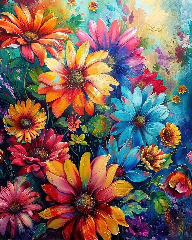 Paint by Numbers Kit Colored Flowers