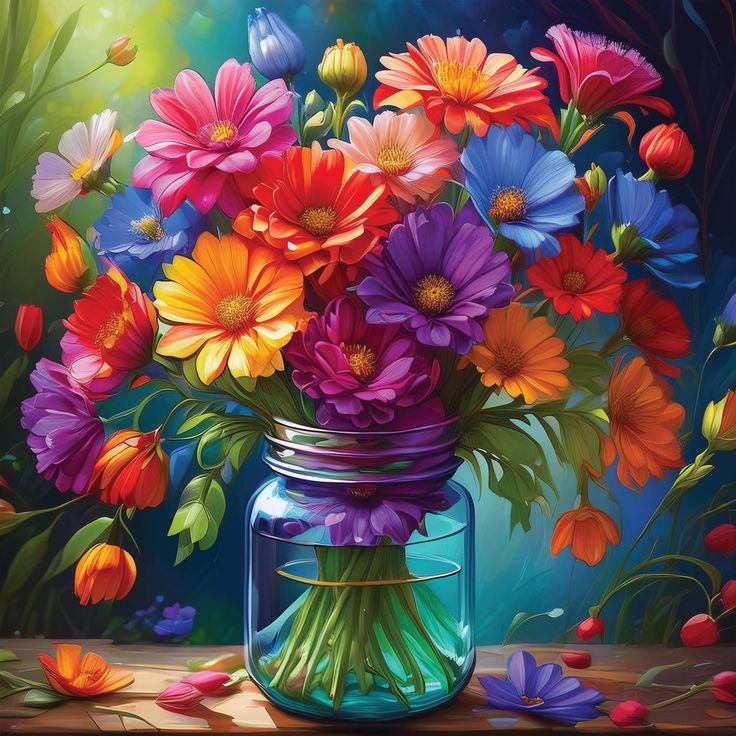 Paint by Numbers Kit Colored Flowers