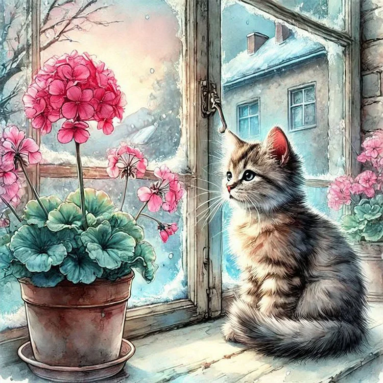 Paint by Numbers Kit Cat And Flowers