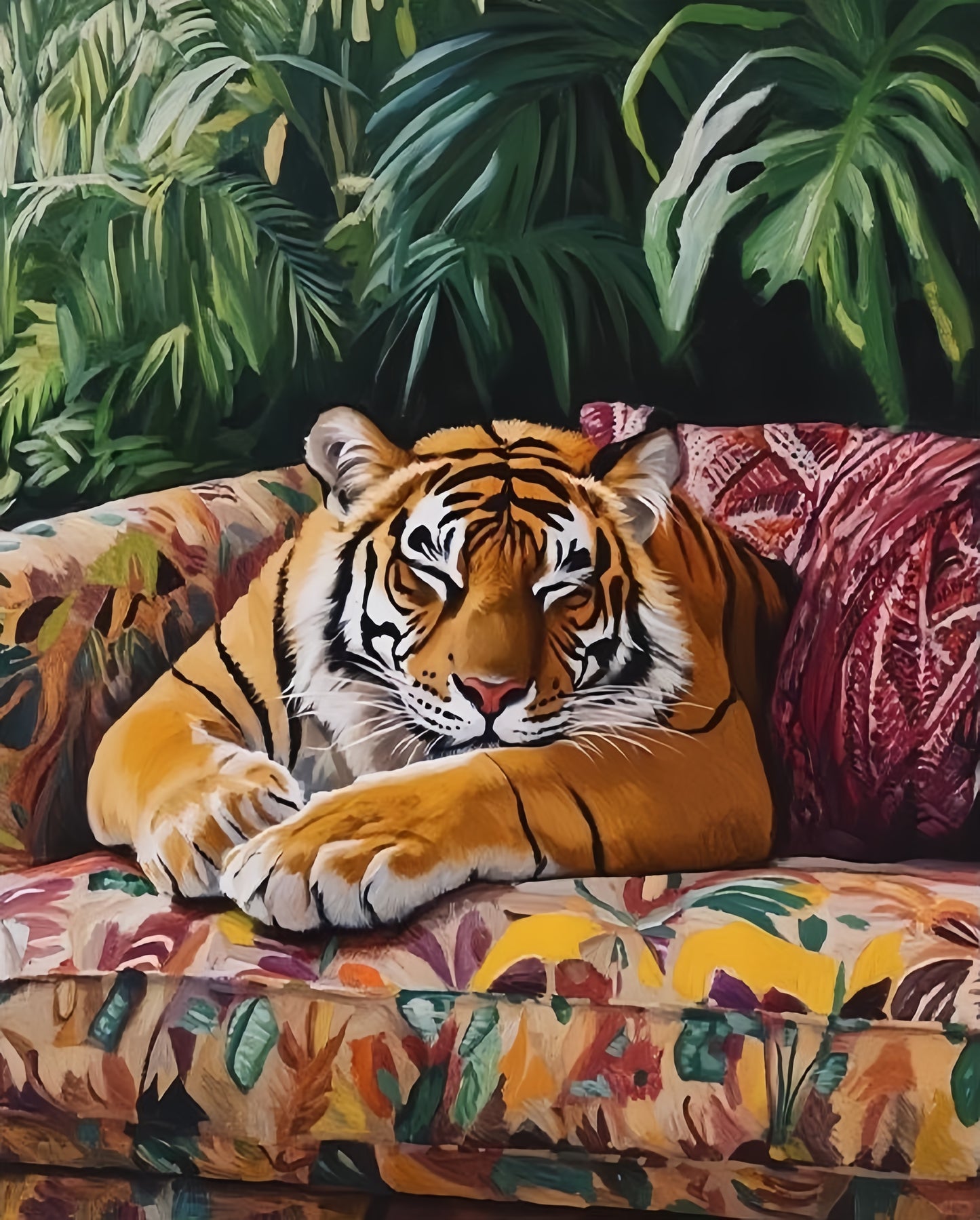 Paint by Numbers Kit Tiger On The Sofa