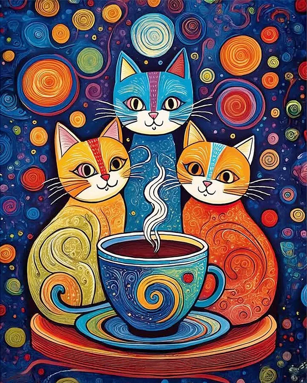 Paint by Numbers Kit Cat And Coffee