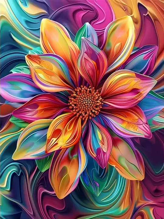 Paint by Numbers Kit Colored Flowers