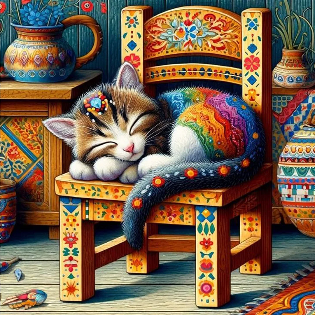 Paint by Numbers Kit Cat Sleeping On The Sofa