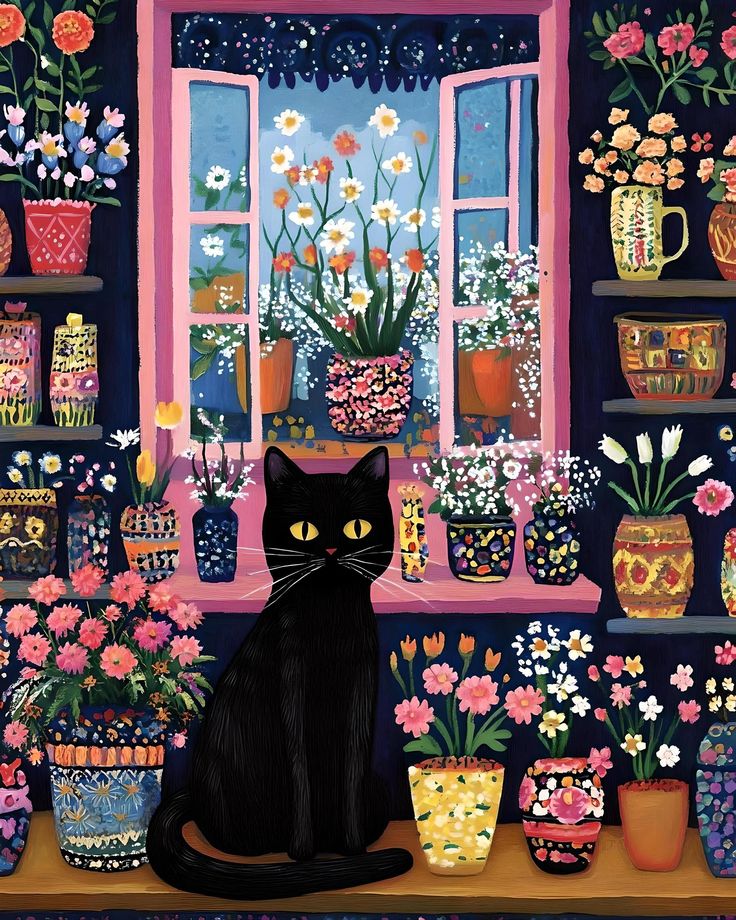 Paint by Numbers Kit Black Cat In The Room