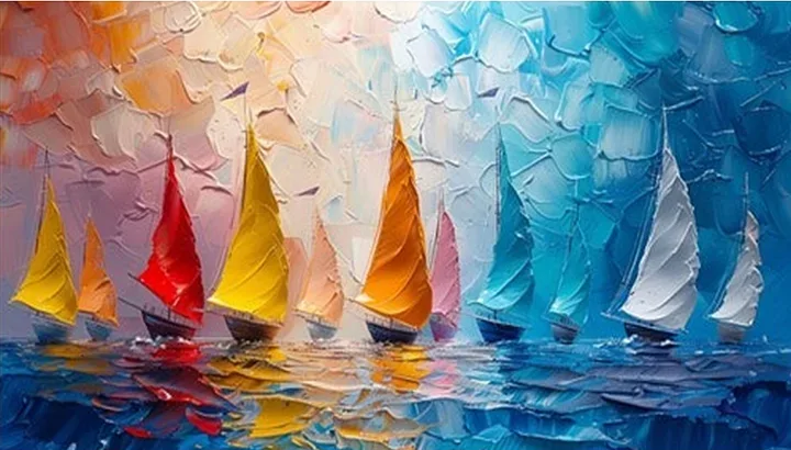 Paint by Numbers Kit Abstract Colorful Sailboat